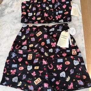 Sky Midnight Black and Pink Two-Piece Set